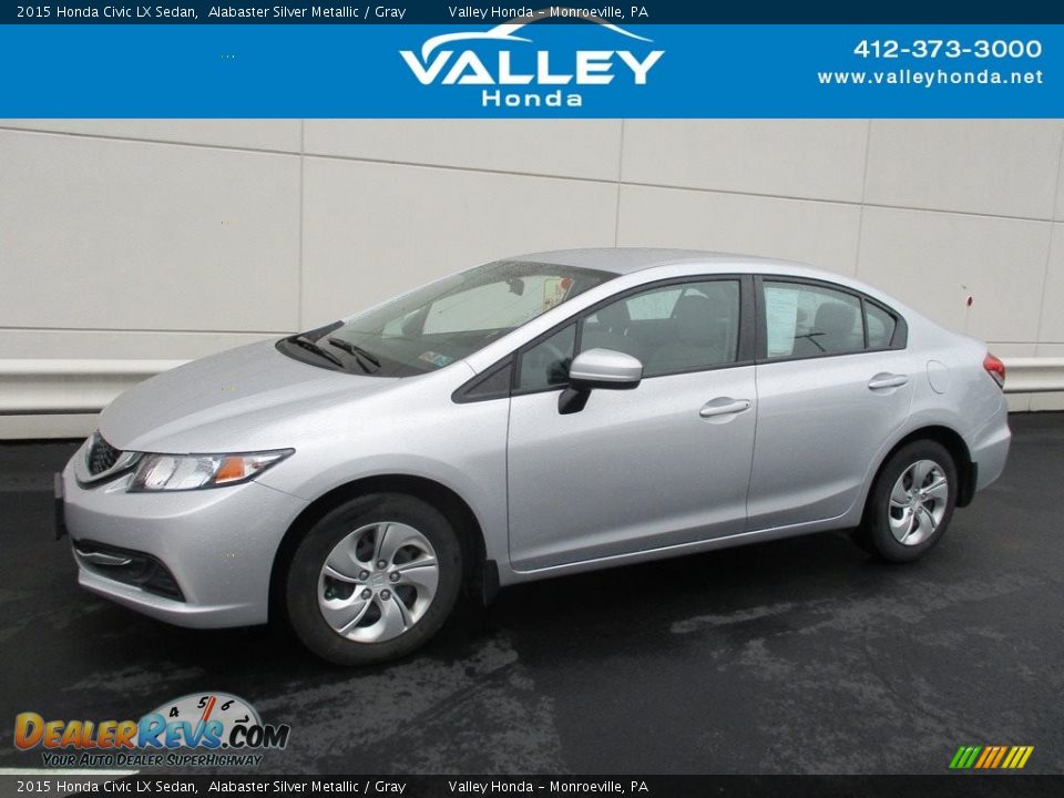 2015 Honda Civic LX Sedan Alabaster Silver Metallic / Gray Photo #1