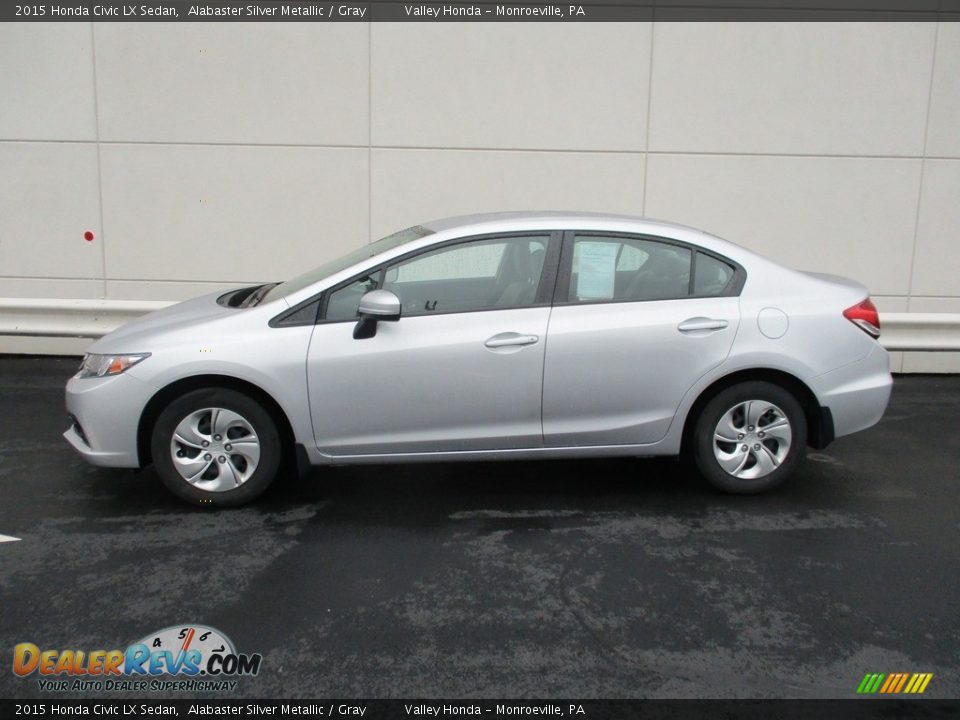 2015 Honda Civic LX Sedan Alabaster Silver Metallic / Gray Photo #2