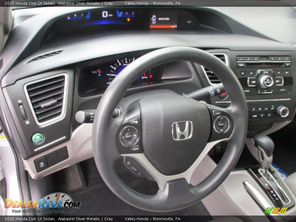 2015 Honda Civic LX Sedan Alabaster Silver Metallic / Gray Photo #13