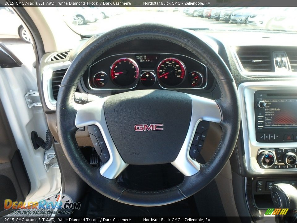 2015 GMC Acadia SLT AWD White Diamond Tricoat / Dark Cashmere Photo #24