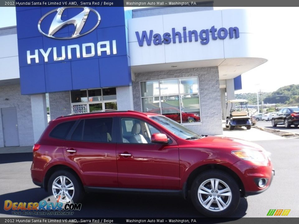 2012 Hyundai Santa Fe Limited V6 AWD Sierra Red / Beige Photo #2