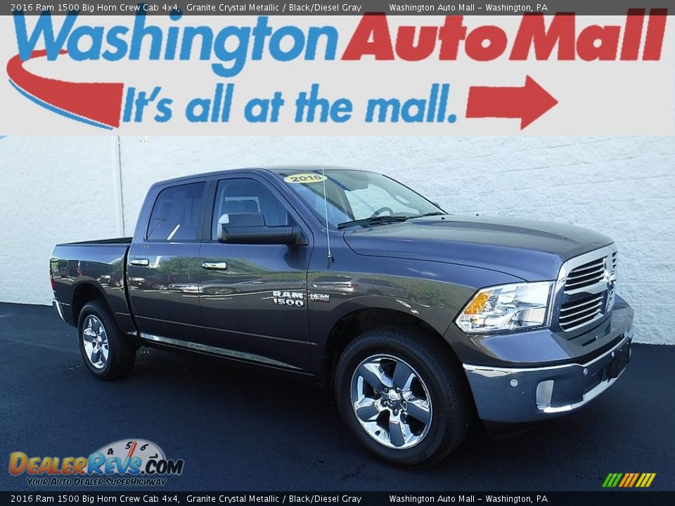 2016 Ram 1500 Big Horn Crew Cab 4x4 Granite Crystal Metallic / Black/Diesel Gray Photo #1