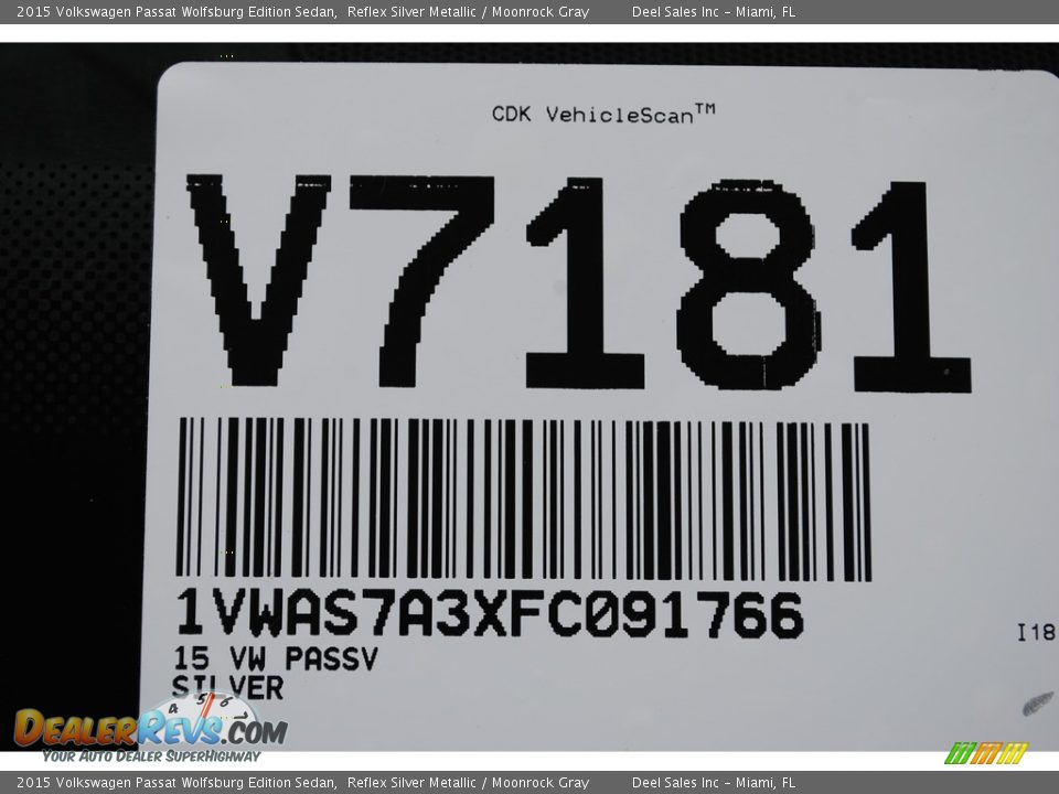 2015 Volkswagen Passat Wolfsburg Edition Sedan Reflex Silver Metallic / Moonrock Gray Photo #20