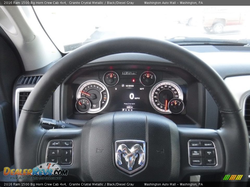 2016 Ram 1500 Big Horn Crew Cab 4x4 Granite Crystal Metallic / Black/Diesel Gray Photo #26