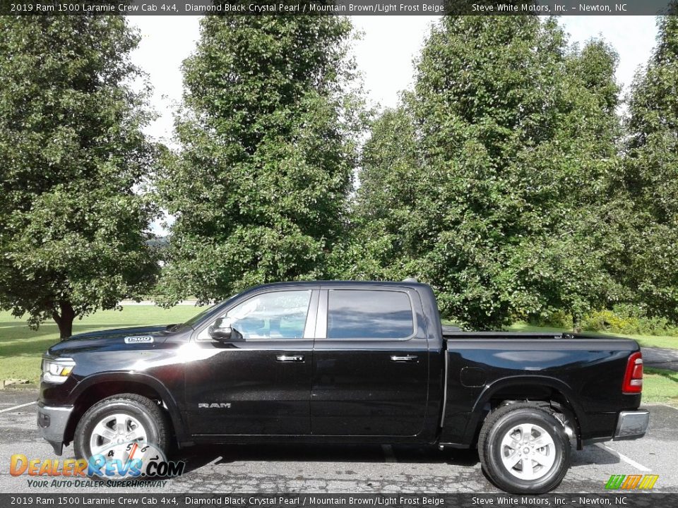 2019 Ram 1500 Laramie Crew Cab 4x4 Diamond Black Crystal Pearl / Mountain Brown/Light Frost Beige Photo #1