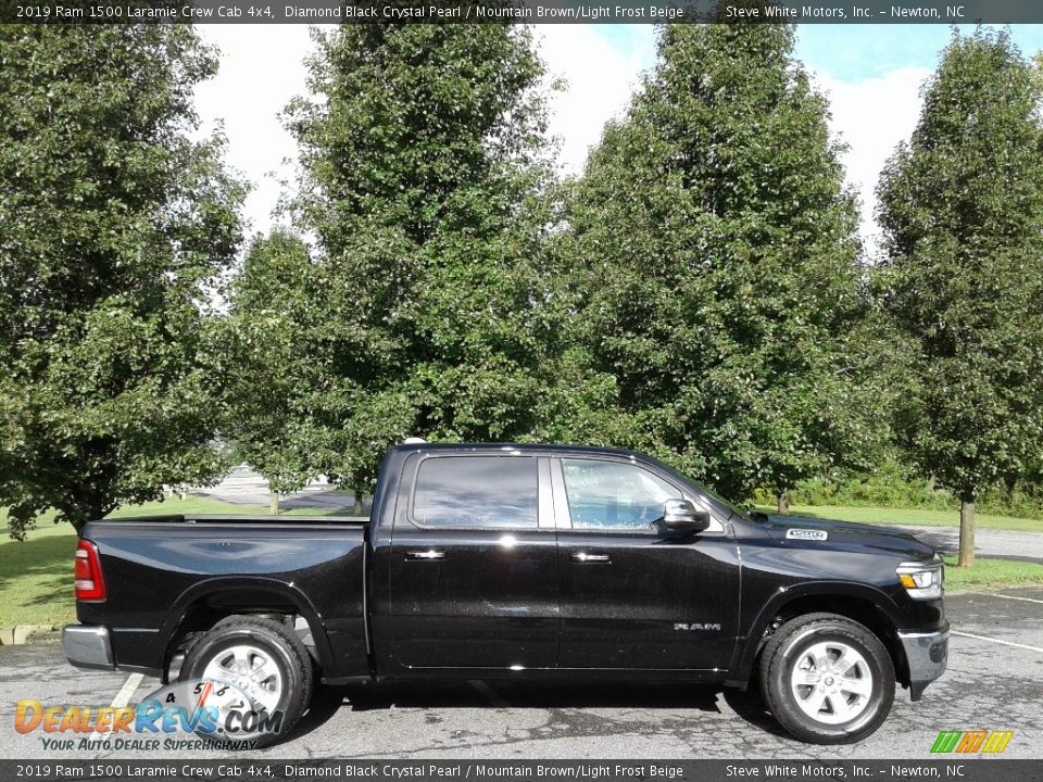 2019 Ram 1500 Laramie Crew Cab 4x4 Diamond Black Crystal Pearl / Mountain Brown/Light Frost Beige Photo #5