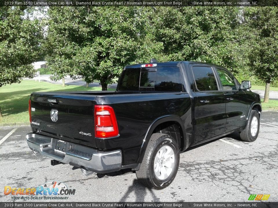 2019 Ram 1500 Laramie Crew Cab 4x4 Diamond Black Crystal Pearl / Mountain Brown/Light Frost Beige Photo #6