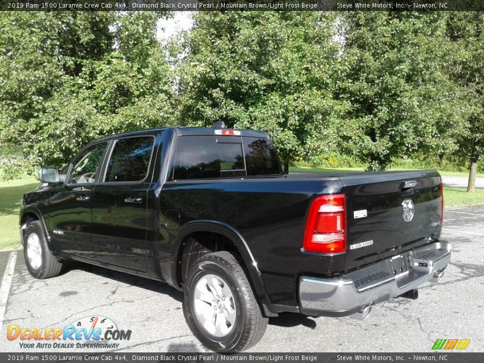 2019 Ram 1500 Laramie Crew Cab 4x4 Diamond Black Crystal Pearl / Mountain Brown/Light Frost Beige Photo #8