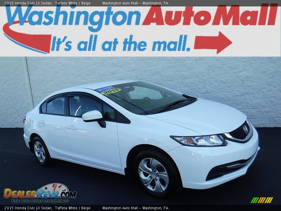 2015 Honda Civic LX Sedan Taffeta White / Beige Photo #1