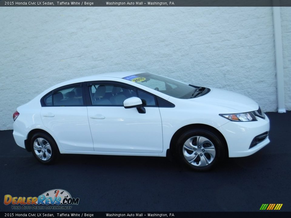 2015 Honda Civic LX Sedan Taffeta White / Beige Photo #2