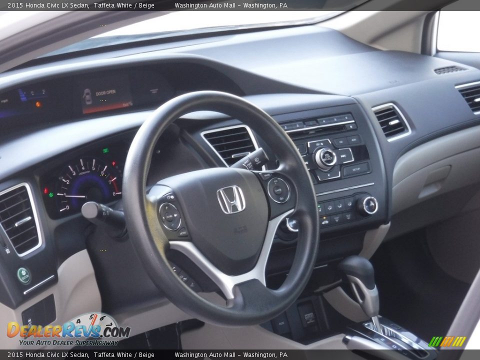 2015 Honda Civic LX Sedan Taffeta White / Beige Photo #9