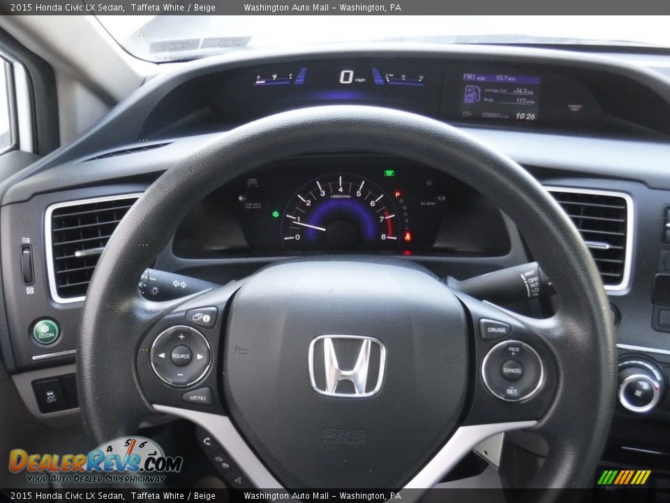 2015 Honda Civic LX Sedan Taffeta White / Beige Photo #18