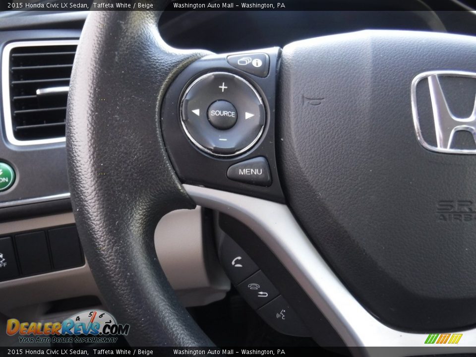 2015 Honda Civic LX Sedan Taffeta White / Beige Photo #19