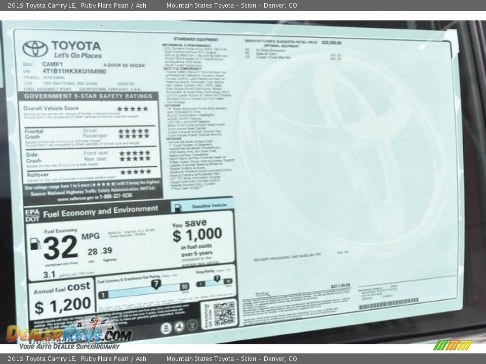 2019 Toyota Camry LE Ruby Flare Pearl / Ash Photo #36