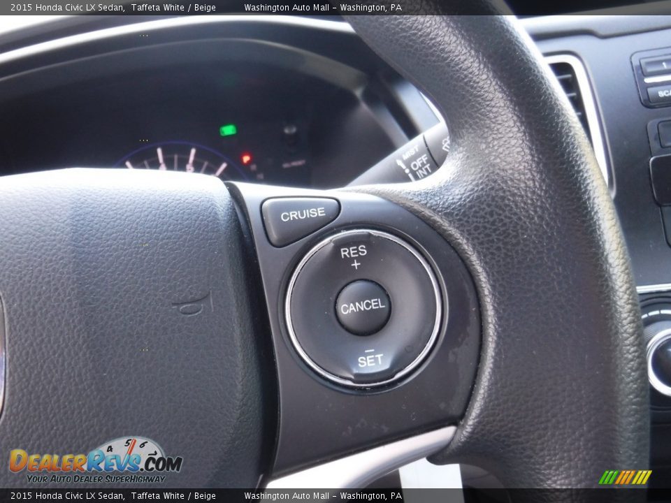 2015 Honda Civic LX Sedan Taffeta White / Beige Photo #20