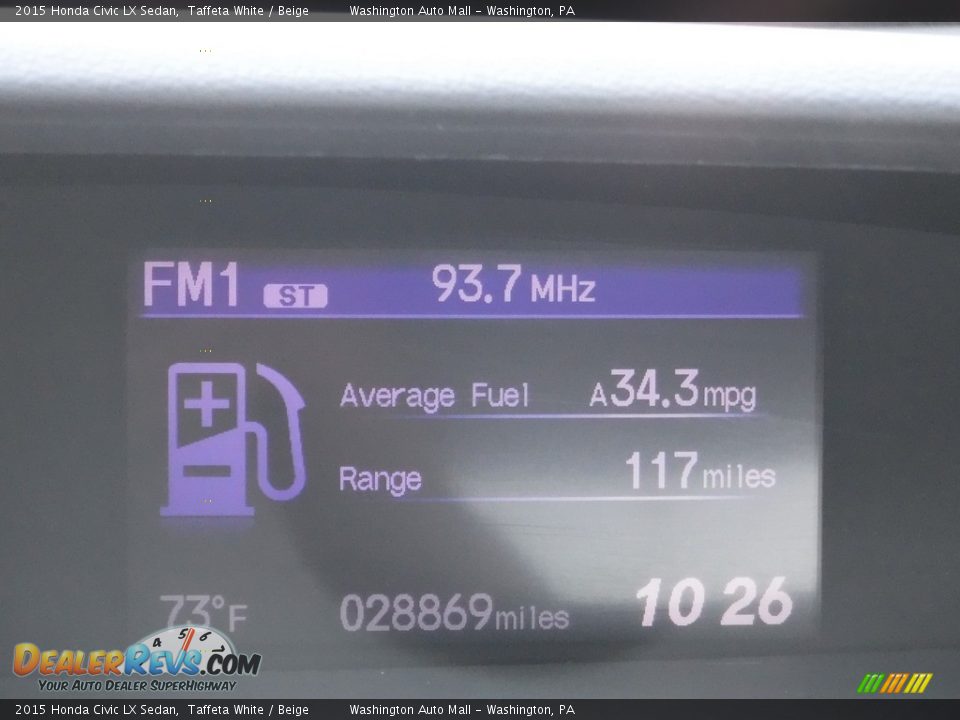 2015 Honda Civic LX Sedan Taffeta White / Beige Photo #25