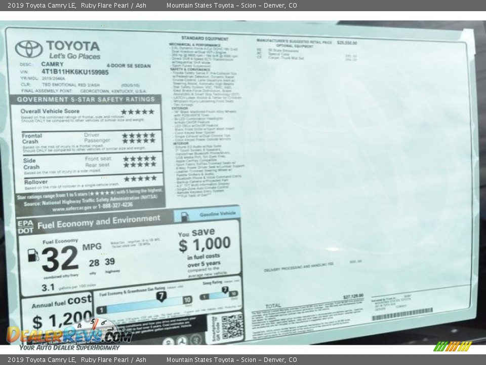 2019 Toyota Camry LE Ruby Flare Pearl / Ash Photo #36