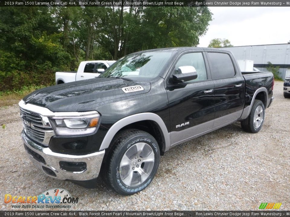 2019 Ram 1500 Laramie Crew Cab 4x4 Black Forest Green Pearl / Mountain Brown/Light Frost Beige Photo #1