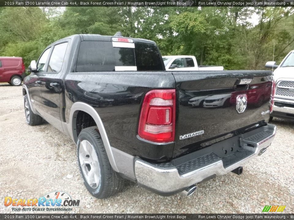 2019 Ram 1500 Laramie Crew Cab 4x4 Black Forest Green Pearl / Mountain Brown/Light Frost Beige Photo #4