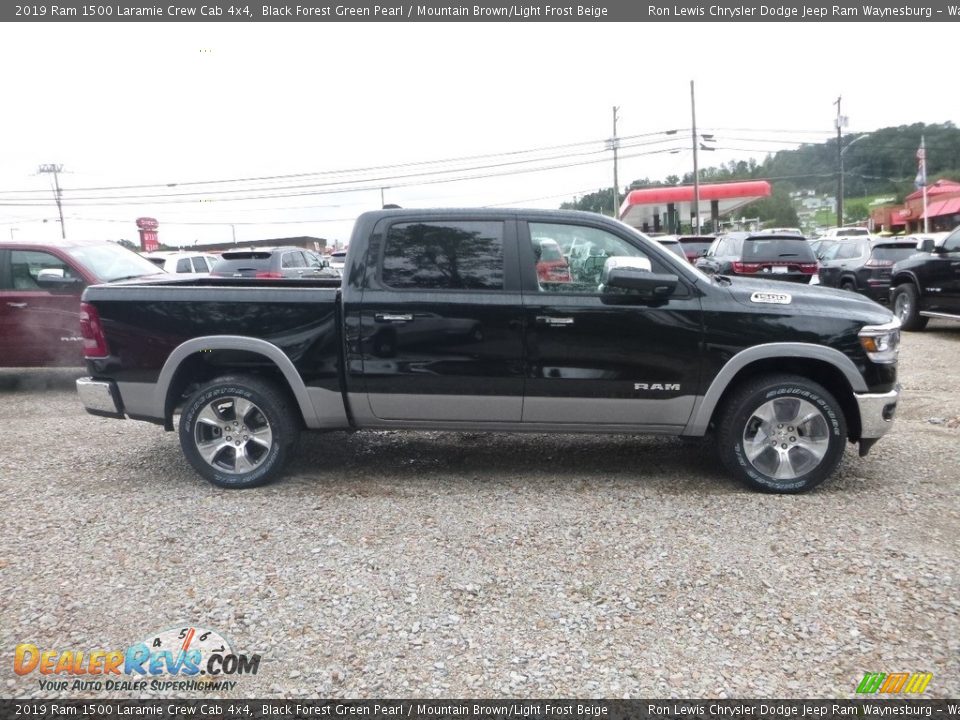 2019 Ram 1500 Laramie Crew Cab 4x4 Black Forest Green Pearl / Mountain Brown/Light Frost Beige Photo #7