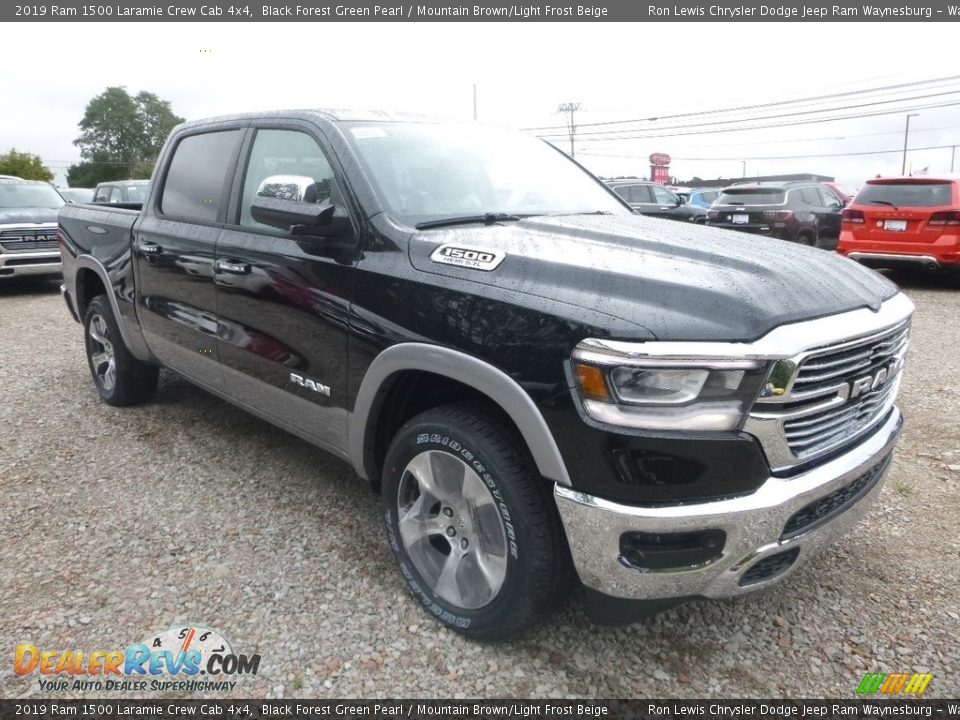 2019 Ram 1500 Laramie Crew Cab 4x4 Black Forest Green Pearl / Mountain Brown/Light Frost Beige Photo #8