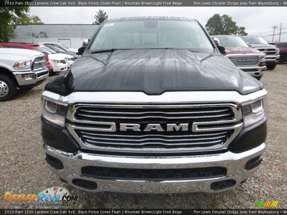 2019 Ram 1500 Laramie Crew Cab 4x4 Black Forest Green Pearl / Mountain Brown/Light Frost Beige Photo #9