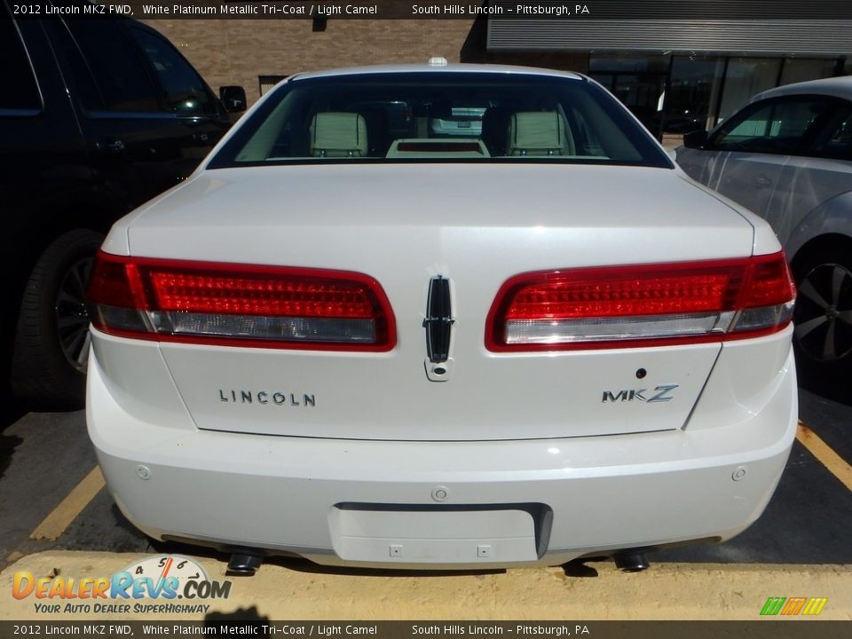 2012 Lincoln MKZ FWD White Platinum Metallic Tri-Coat / Light Camel Photo #3