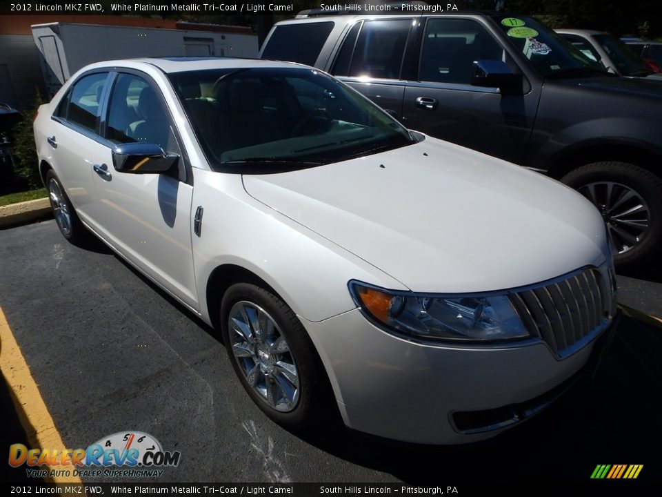 2012 Lincoln MKZ FWD White Platinum Metallic Tri-Coat / Light Camel Photo #5