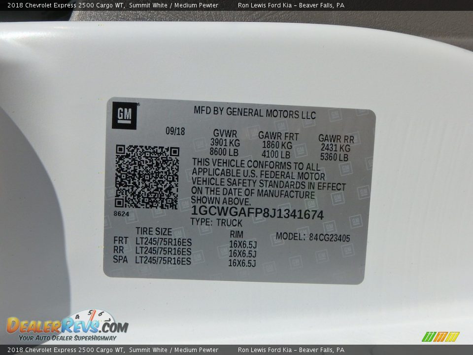 2018 Chevrolet Express 2500 Cargo WT Summit White / Medium Pewter Photo #18