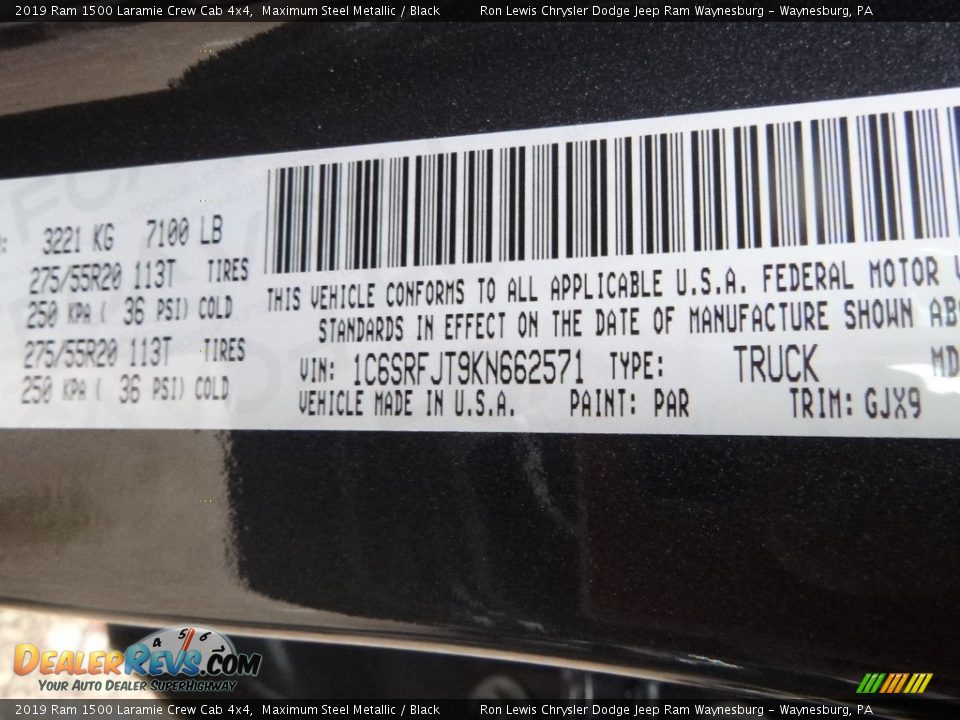 2019 Ram 1500 Laramie Crew Cab 4x4 Maximum Steel Metallic / Black Photo #14