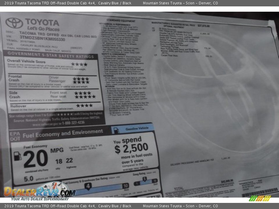 2019 Toyota Tacoma TRD Off-Road Double Cab 4x4 Cavalry Blue / Black Photo #36