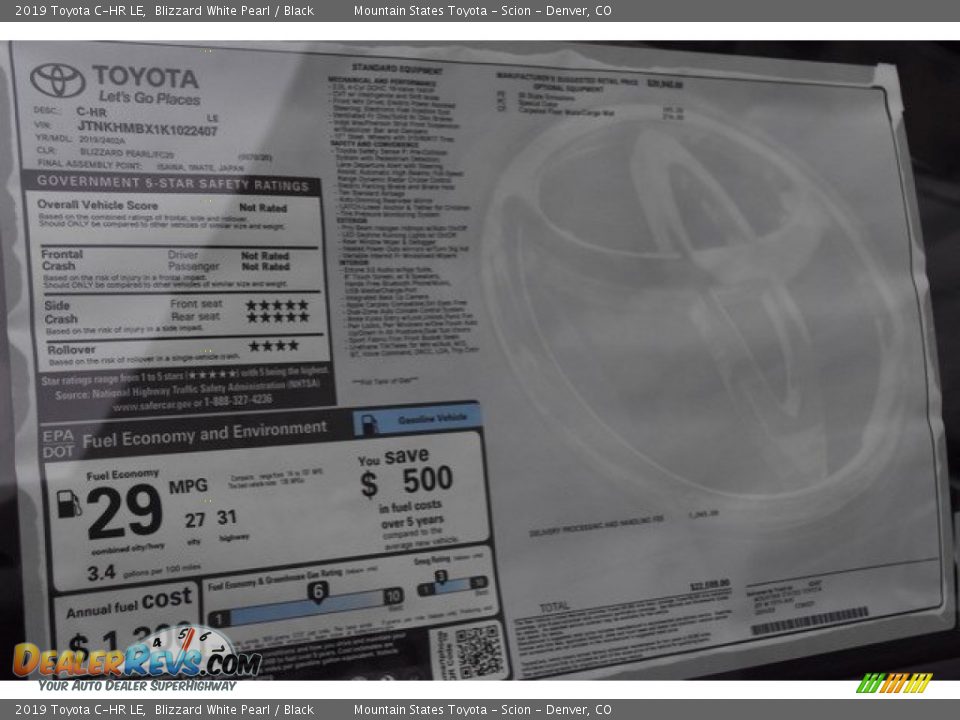 2019 Toyota C-HR LE Blizzard White Pearl / Black Photo #36