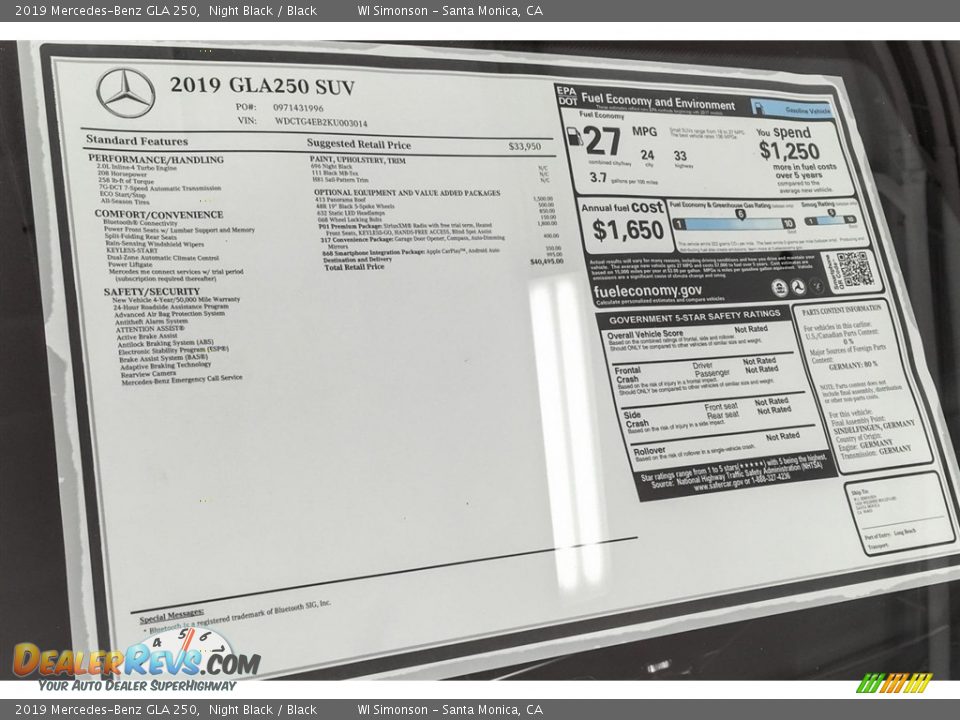 2019 Mercedes-Benz GLA 250 Night Black / Black Photo #10