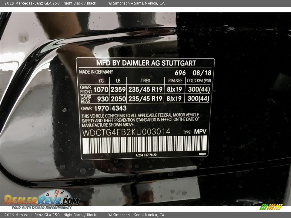2019 Mercedes-Benz GLA 250 Night Black / Black Photo #11