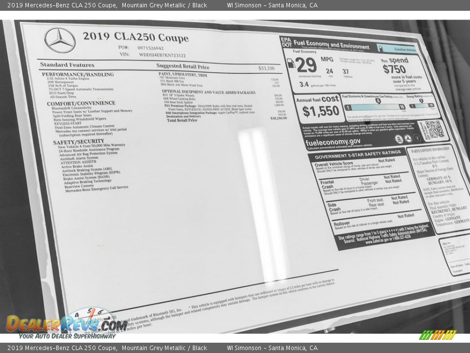 2019 Mercedes-Benz CLA 250 Coupe Mountain Grey Metallic / Black Photo #10