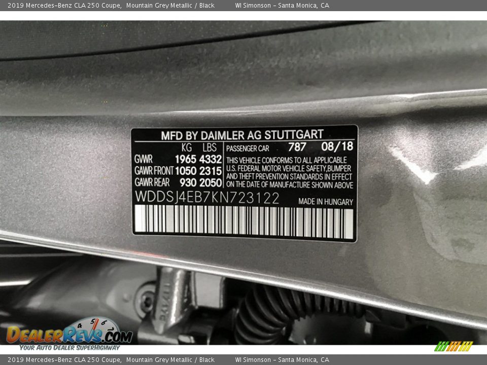 2019 Mercedes-Benz CLA 250 Coupe Mountain Grey Metallic / Black Photo #11