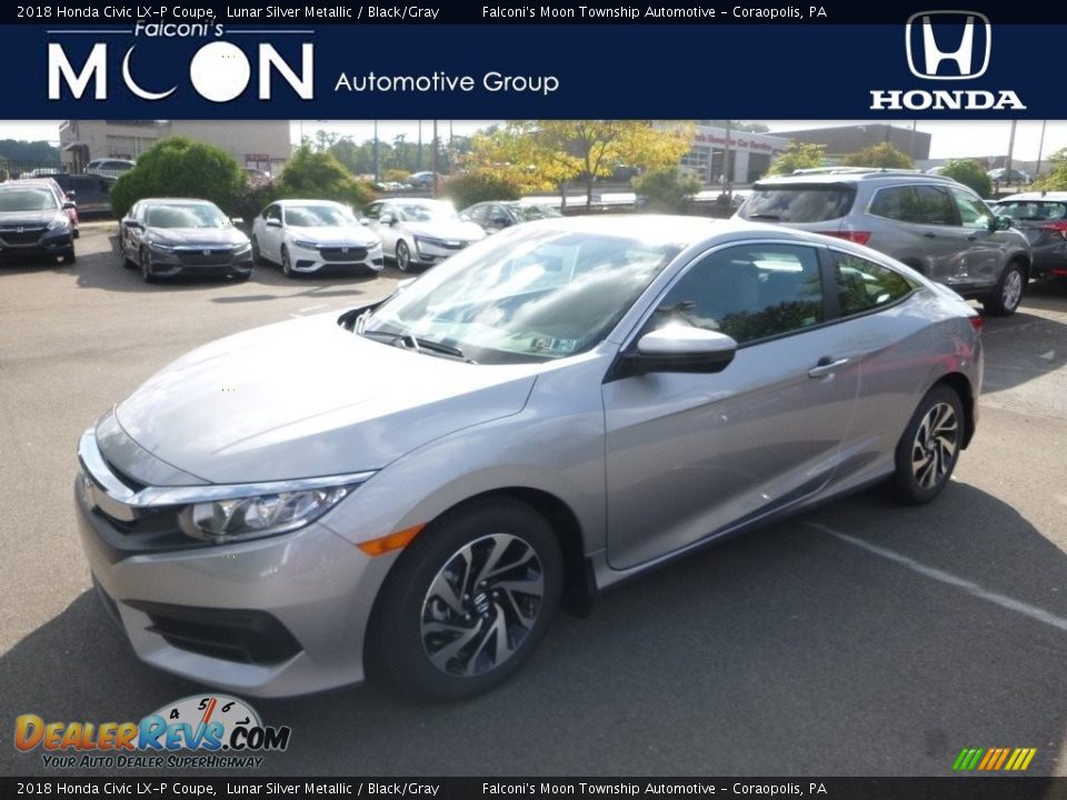 2018 Honda Civic LX-P Coupe Lunar Silver Metallic / Black/Gray Photo #1