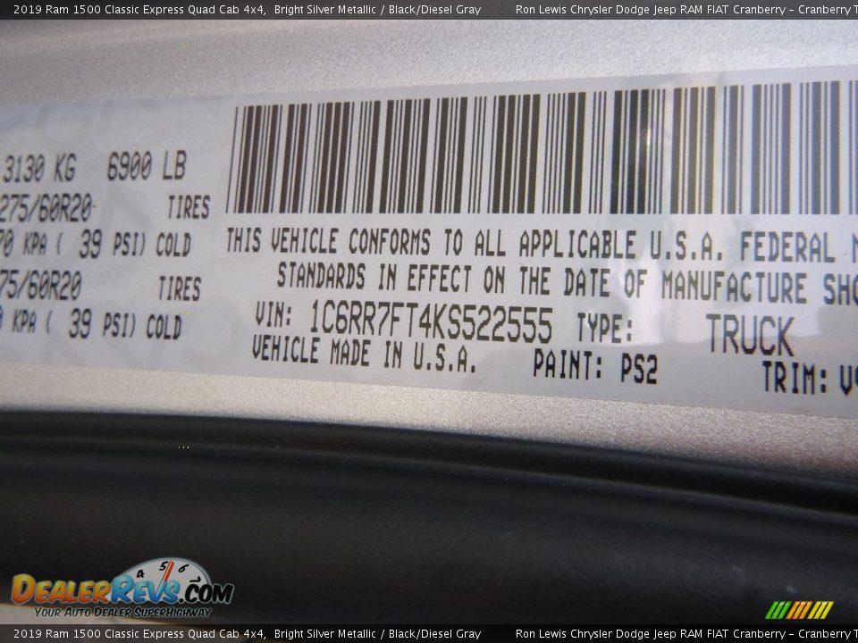 2019 Ram 1500 Classic Express Quad Cab 4x4 Bright Silver Metallic / Black/Diesel Gray Photo #16