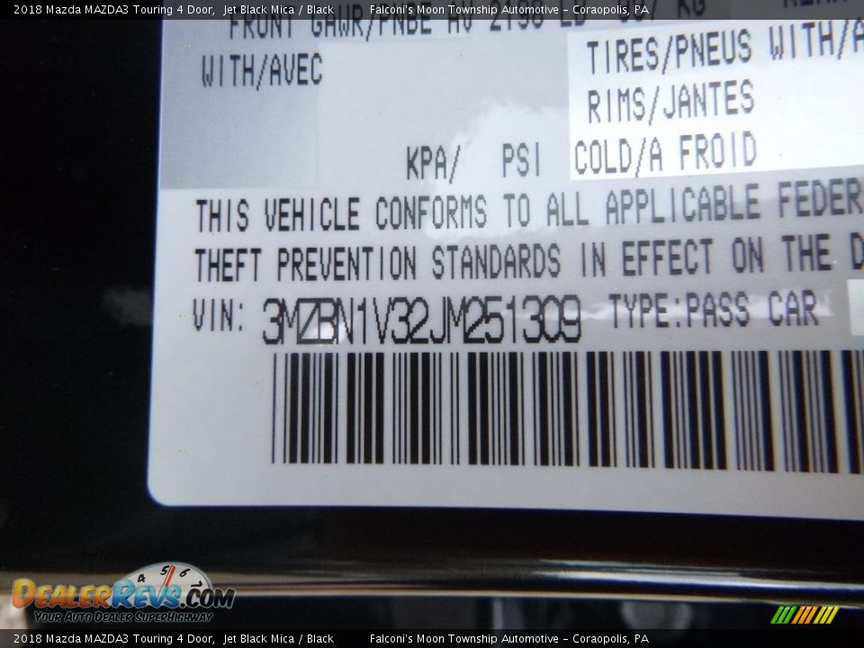 2018 Mazda MAZDA3 Touring 4 Door Jet Black Mica / Black Photo #12