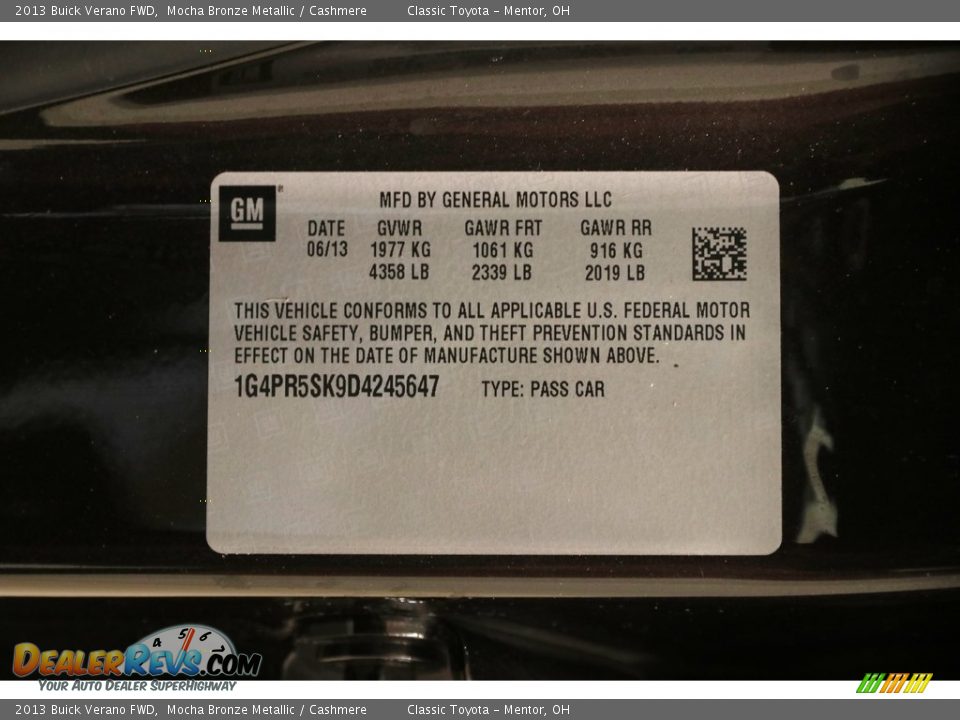 2013 Buick Verano FWD Mocha Bronze Metallic / Cashmere Photo #23