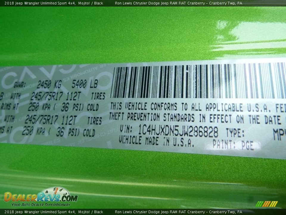 2018 Jeep Wrangler Unlimited Sport 4x4 Mojito! / Black Photo #14