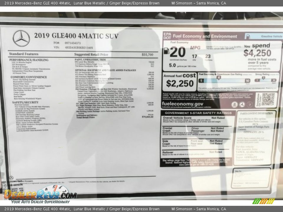 2019 Mercedes-Benz GLE 400 4Matic Lunar Blue Metallic / Ginger Beige/Espresso Brown Photo #10