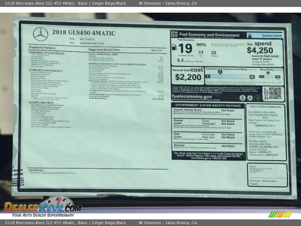 2018 Mercedes-Benz GLS 450 4Matic Black / Ginger Beige/Black Photo #16