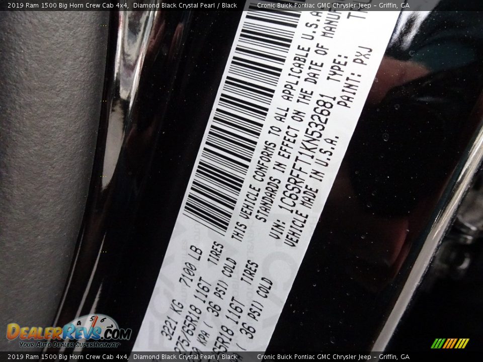 2019 Ram 1500 Big Horn Crew Cab 4x4 Diamond Black Crystal Pearl / Black Photo #15