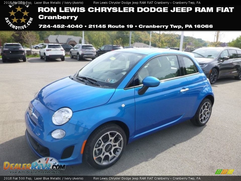 2018 Fiat 500 Pop Laser Blue Metallic / Ivory (Avorio) Photo #1