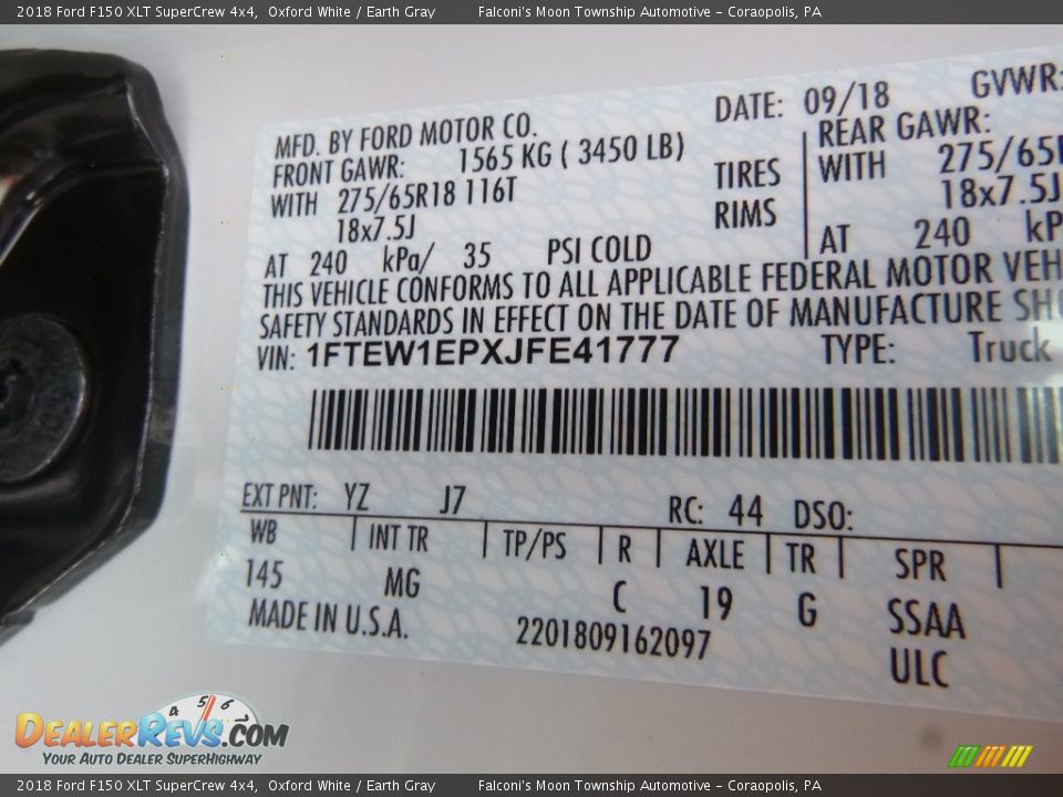 2018 Ford F150 XLT SuperCrew 4x4 Oxford White / Earth Gray Photo #12