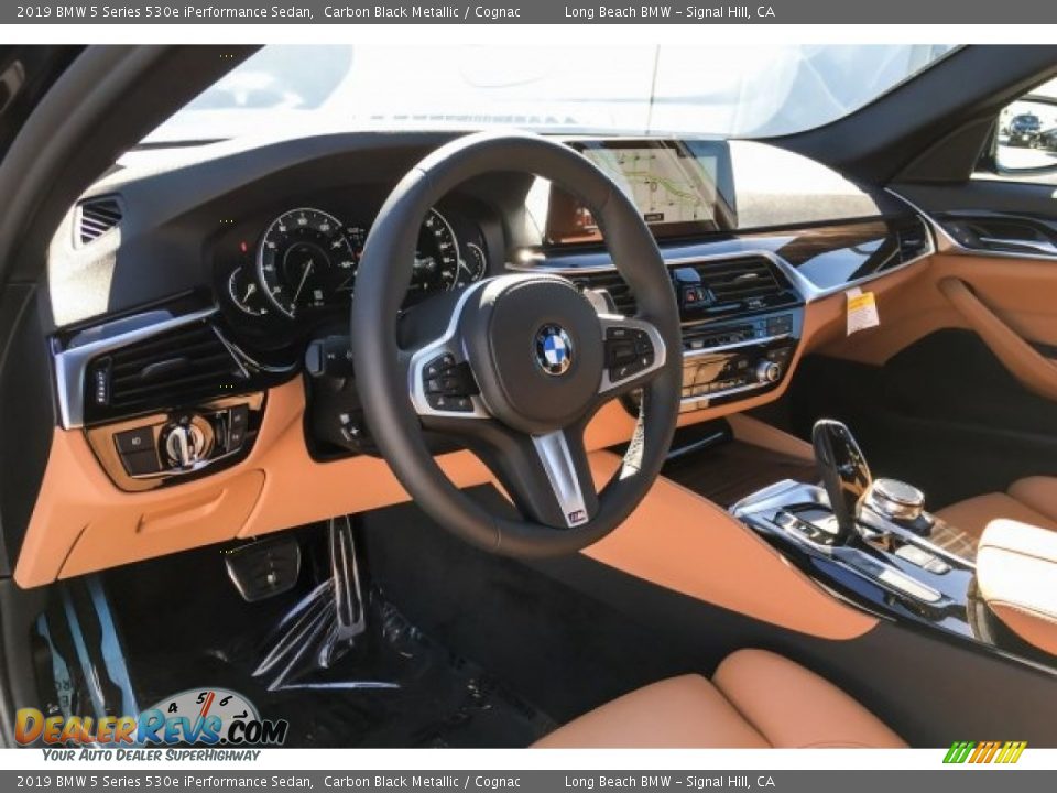 2019 BMW 5 Series 530e iPerformance Sedan Carbon Black Metallic / Cognac Photo #4