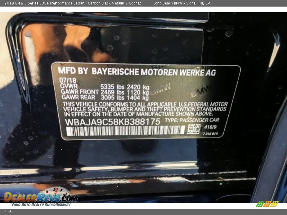 BMW Color Code 416 Carbon Black Metallic