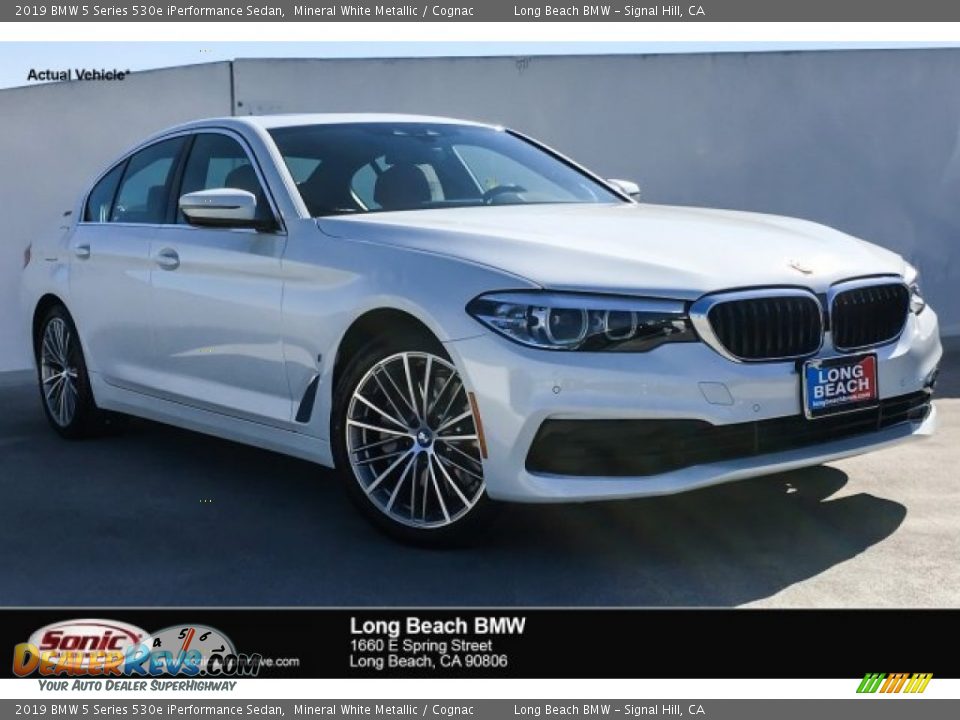 2019 BMW 5 Series 530e iPerformance Sedan Mineral White Metallic / Cognac Photo #1