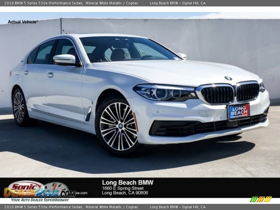 2019 BMW 5 Series 530e iPerformance Sedan Mineral White Metallic / Cognac Photo #1